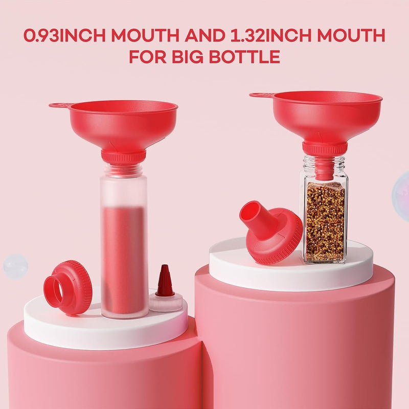 Pisol Wide Mouth Versatile Funnel, Canning Funnels for Kitchen Use, Food Grade Plastic Cooking Funnel Set with 4 Size Spouts and 2 Strainers for Filling Different Bottles and Bags, Red - Image 5